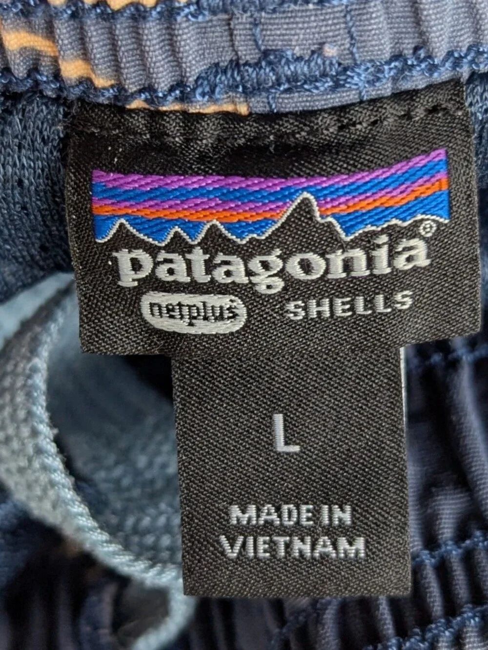 Patagonia Boys' Baggies Clean Oceans Blue Printed Swim Trunks Size Large